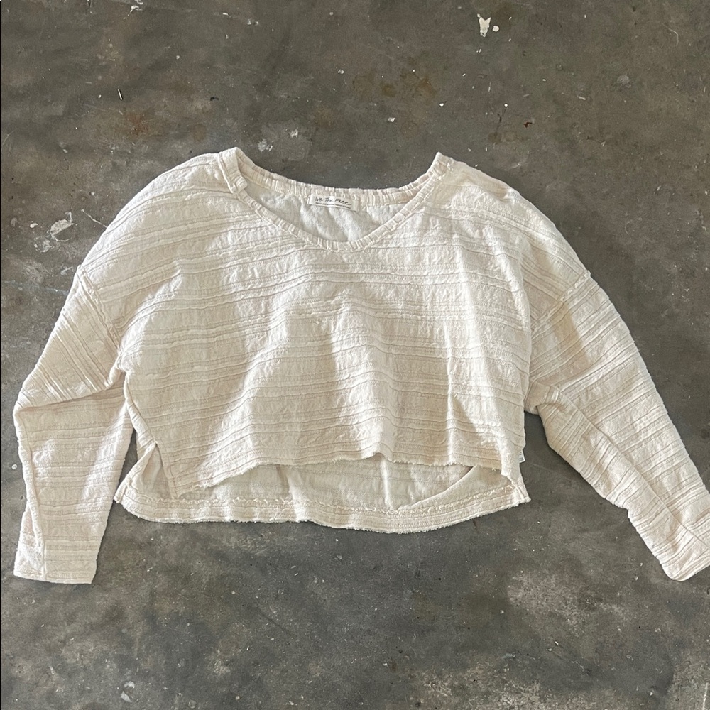 We The Free Cream Textured Cropped Pullover